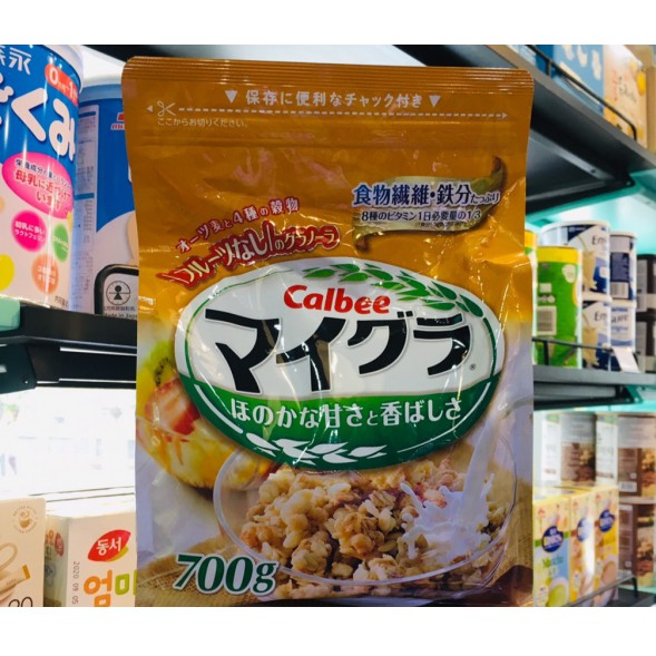 Ngũ cốc dinh dưỡng Calbee Nhật Bản 700g lúa mạch, màu vàng đất vị tổng hợp
