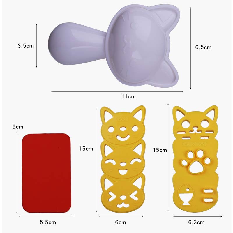 Khuôn Làm Cơm Nắm/Sushi Hình Chú Mèo Hoạt Hình DIY Dành Cho Bé