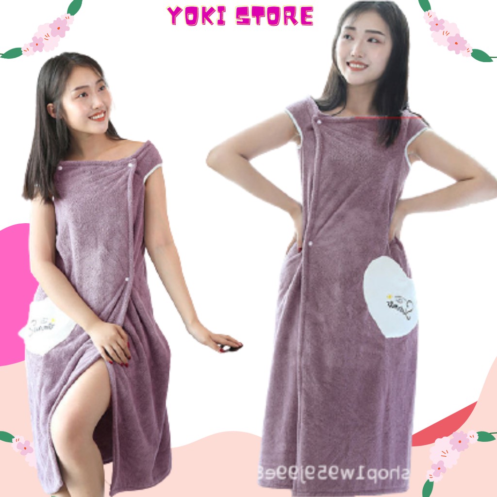 Khăn tắm kiêm váy,đầm 2 dây Yoki QC ,chất Lông Cừu San Hô (48kg-78kg) | BigBuy360 - bigbuy360.vn