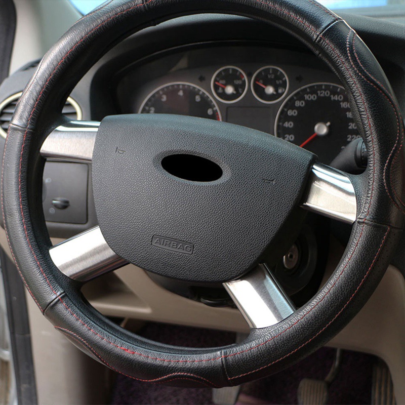 Miếng Dán Trang Trí Vô Lăng Bằng Thép Không Gỉ Màu Xanh Dương Cho Ford Focus 2 MK2 2005-2011