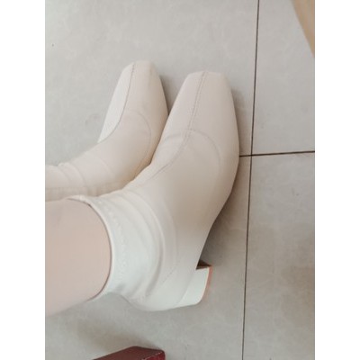 ORDER - BOOTS DA PU CÓ GÓT VUÔNG 5 CM DÁNG KHÓA KÉO HÔNG da vân nhám đẹp | BigBuy360 - bigbuy360.vn