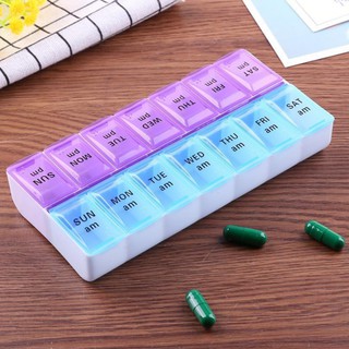 Hộp đựng thuốc cho 7 ngày chia 14 ngăn tiện lợi
