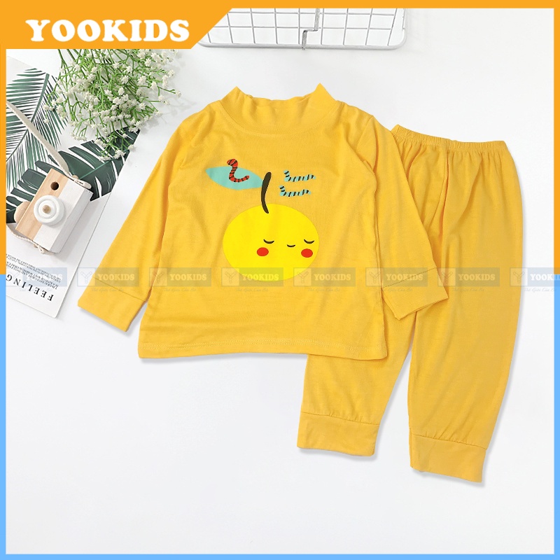 Đồ bộ bé trai bé gái YOOKIDS cổ 3 phân chất thun lạnh mềm, Bộ ngủ cho bé gái bé trai 3 6 9 12 18 tháng 1 2 3 4 5 tuổi