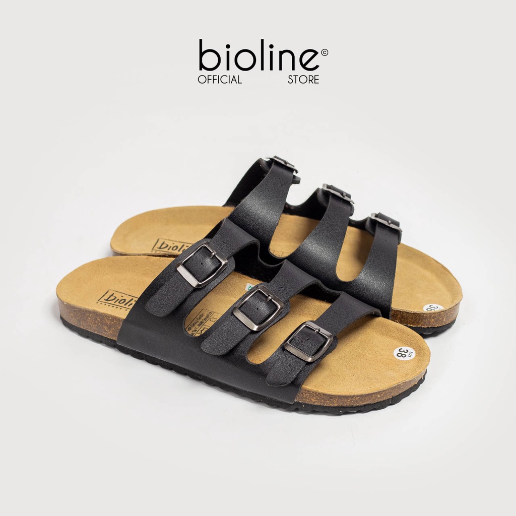 [DA BÒ THẬT] D09-Dép đế trấu BIRKEN da bò quai ngang Bioline Unisex (Đế trấu, da bò thật nguyên tấm) – Juni Store