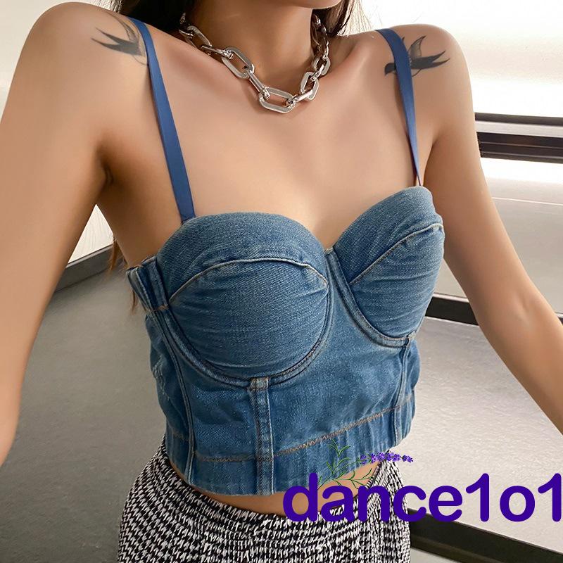 Áo Denim Hai Dây Không Trượt Có Thể Điều Chỉnh Dành Cho Nữ