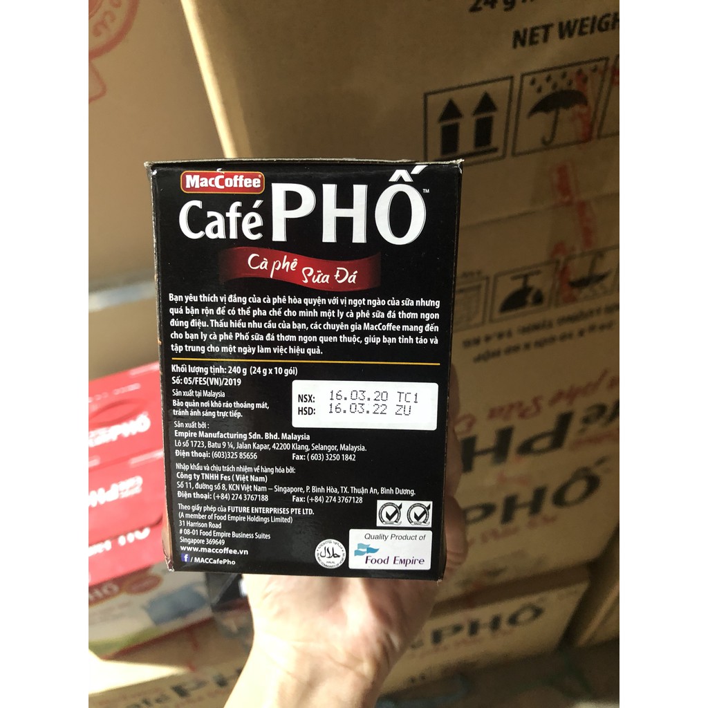 Cà phê Phố sữa đá hộp ( 10 gói x 24g)