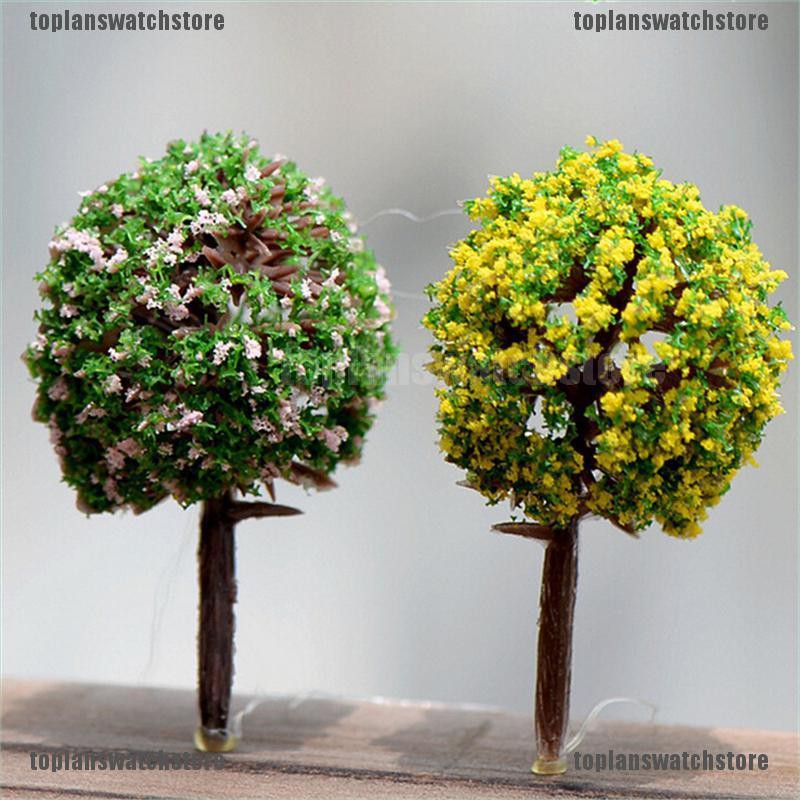 Bộ 5 Cây Hoa / Cây Giả Nhiều Màu Trang Trí Tiểu Cảnh