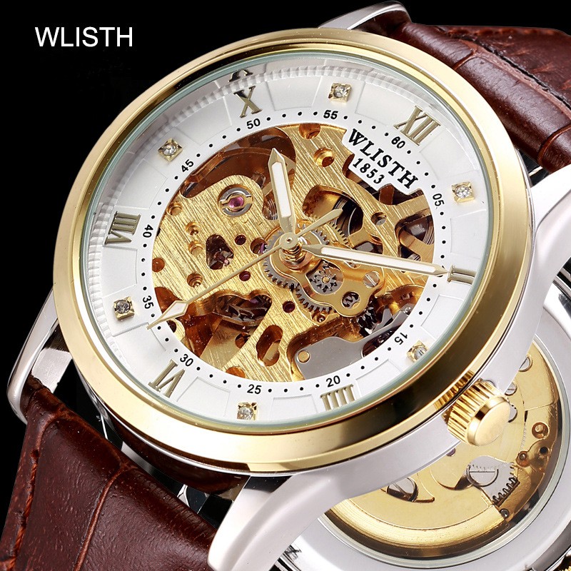 Đồng hồ nam WLISTH 1003 lộ máy cơ automatic dây da/ dây thép