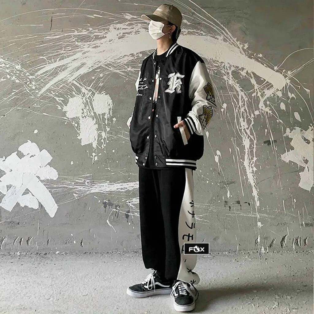 Áo khoác bomber THE FOX áo khoác dù hai lớp dáng unisex nam nữ form rộng in hình Quân Bài AIR