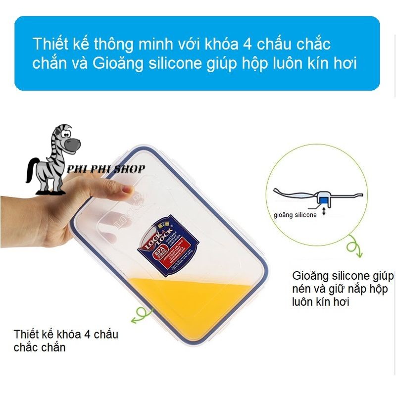 Hộp nhựa 4 ngăn bảo quản thực phẩm Lock&lock Classic 1.6L HPL847C