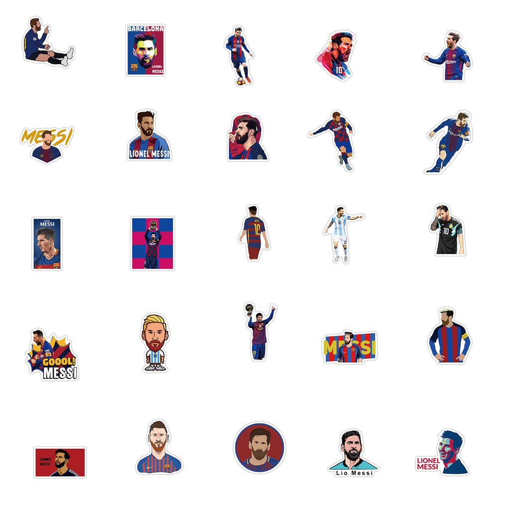 Set 50 nhãn dán hình cầu thủ bóng đá Messi