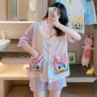 Pajamas women summer short sleeve cardigan two-piece suit