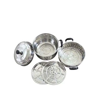 Nồi hấp inox đa năng 2 tầng 3 đáy cao cấp, Nồi hấp 3 tầng dùng trên mọi loại bếp, nồi luộc gà - 2403