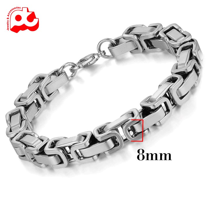 Lắc tay thời trang nam cao cấp rẻ đẹp thời trang cá tính titan thép không gỉ PT JEWELRY cỡ 8mm PTLTNA25
