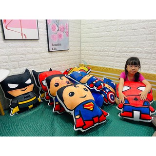 Gối ôm nhồi bông hình siêu anh hùng, 50-60cm, Handmade VN, vỏ nhung