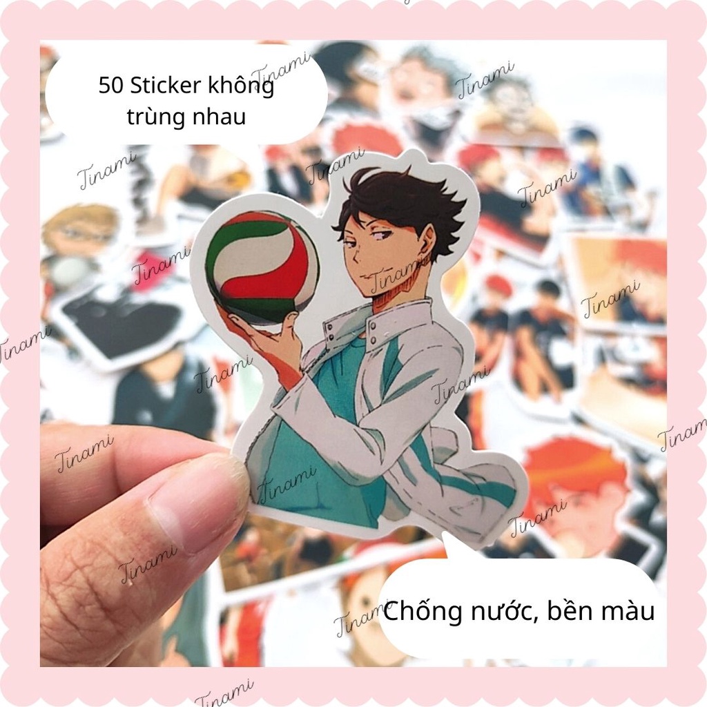 50 Sticker Vua bóng chuyền Haikyuu hình dán anime manga chống nước trang trí làm quà cho fan Tinami HAIKYUU-001