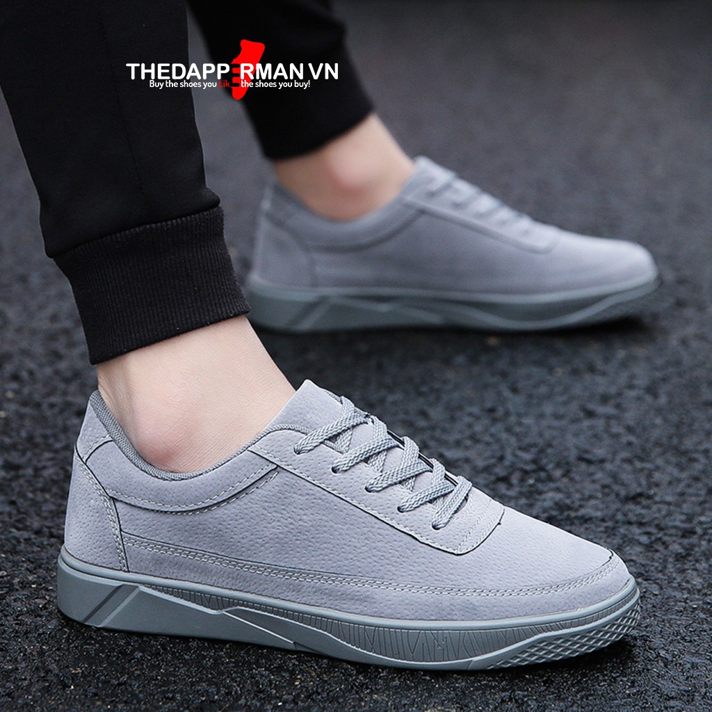Giày sneaker thể thao nam THEDAPPERMAN TDM1101 chất liệu da lộn, đế cao su nhiệt dẻo, siêu êm phù hợp chạy bộ, màu xám | BigBuy360 - bigbuy360.vn