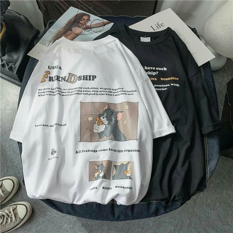 Áo Tom & Jerry tay lỡ unisex form rộng | BigBuy360 - bigbuy360.vn