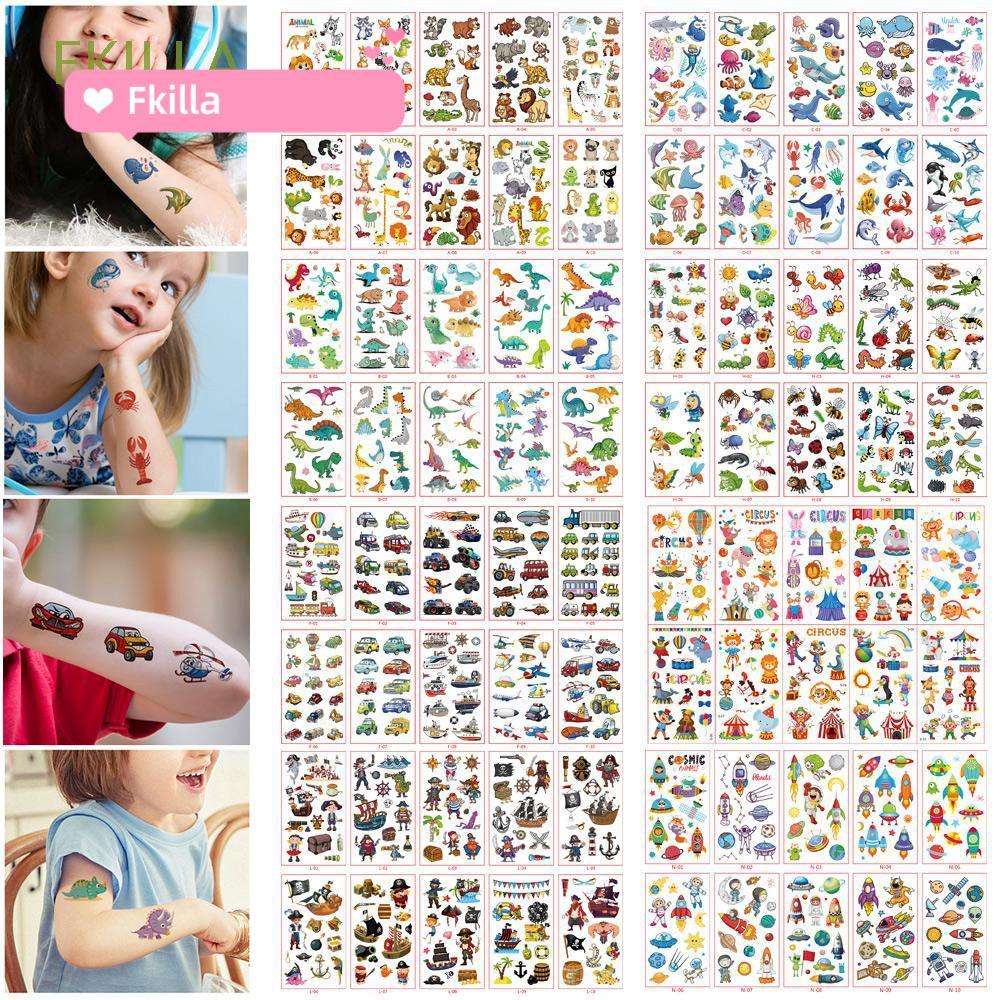 ☆FKILLA☆ 10 cái Hình Xăm Trẻ Em Hình Xăm Tạm Thời Phim Hoạt Hình Con Ngựa Kỳ Lân Hình Xăm Giả Nhãn Dán Hình Xăm Không Thấm Nước Hình Xăm Nghệ Thuật Tay Cánh Tay Cho Cậu Bé Trẻ Em