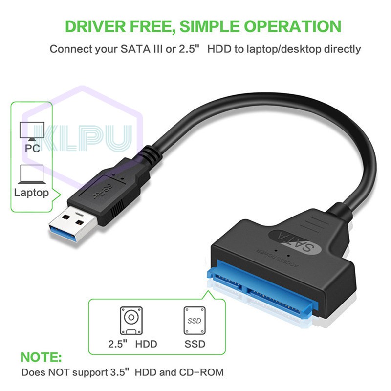 Cáp USB 3.0 nối đầu SATA 22 Pin 2.5 Inch hỗ trợ đọc thẻ SSD HDD | BigBuy360 - bigbuy360.vn