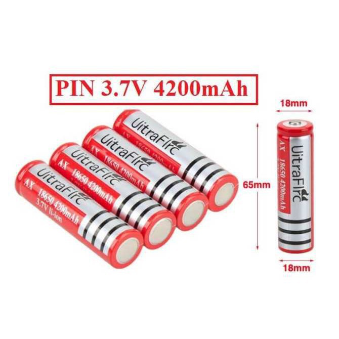 PIN SẠC⚡MIỄN PHÍ GIAO HÀNG⚡PIN SẠC 18650 ULTRAFIRE ĐỎ PIN 3V7 LI-ION  DÙNG CHO ĐÈN SẠC ĐÈN ĐỘI ĐẦU QUẠT MINI