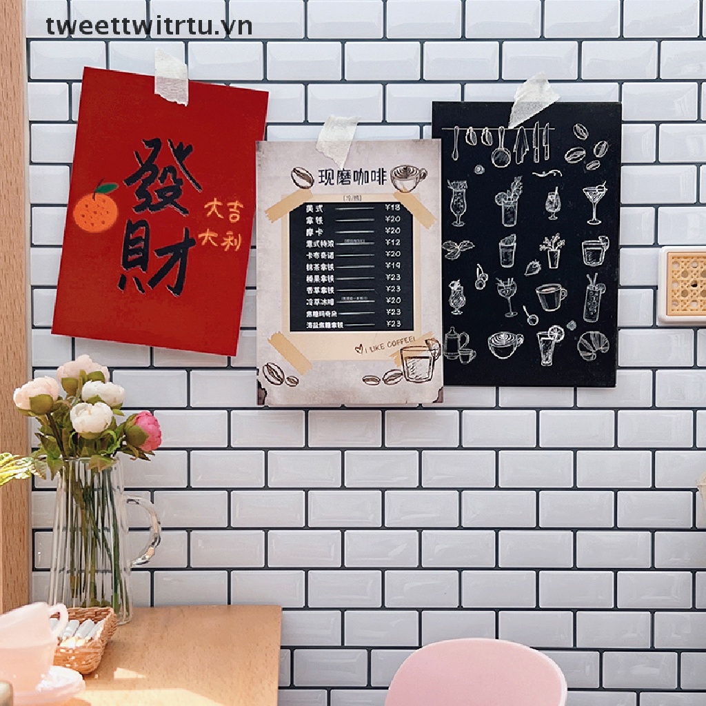 Giấy Dán Tường Giả Gạch Màu Trắng Trang Trí Nhà Búp Bê Tỉ Lệ 1: 12