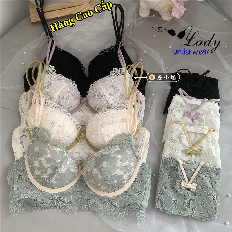 Bộ đồ lót nữ ren gợi cảm cao cấp, Set đồ lót nữ gọng nhụa nơ cách điệu sexy New Arrivals 2021
