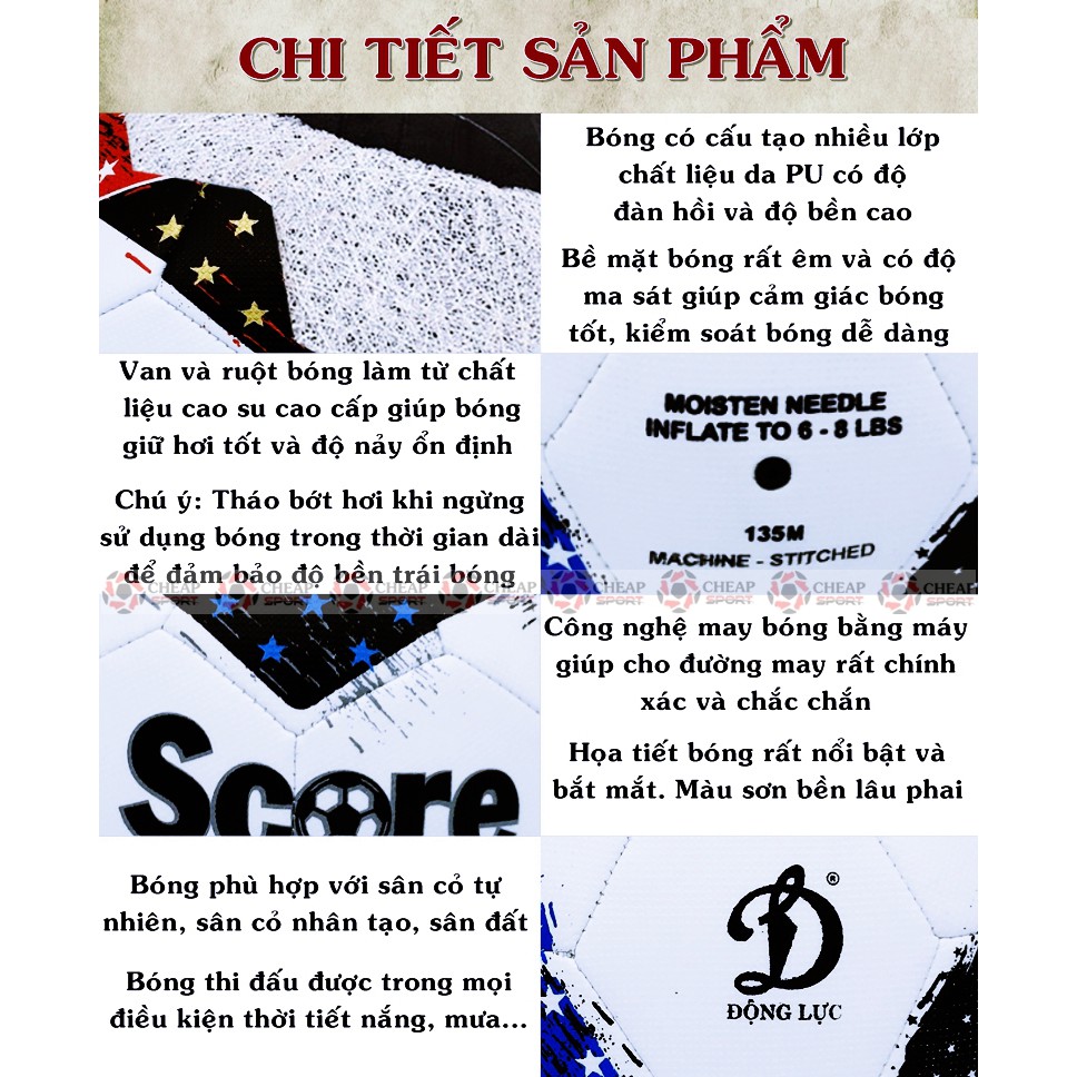 Quả Bóng Đá Động Lực Số 4 5 PU01 Thi Đấu Sân Cỏ Nhân Tạo Và Sân Cỏ tự Nhiên