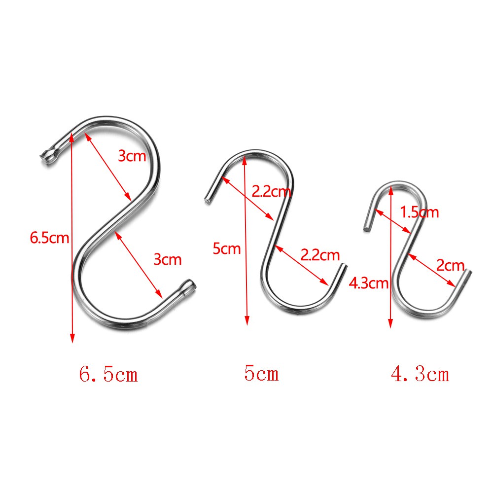 5/10/20 Móc treo đồ hình chữ S bằng thép không gỉ gắn tường đa năng