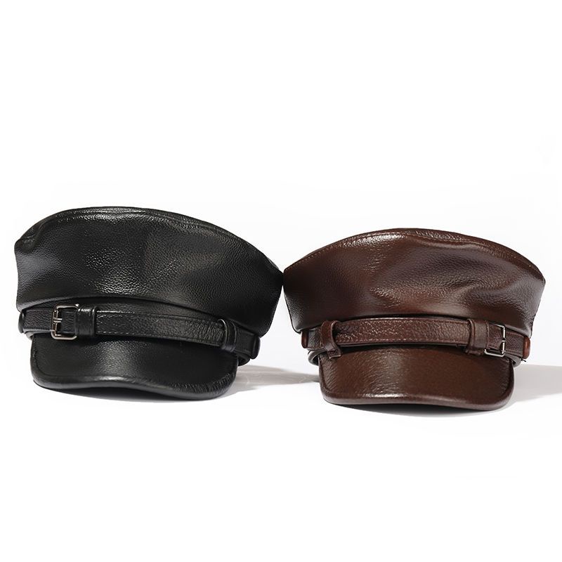 Mũ Lưỡi Trai Bằng Da Bò Thật Dày Dặn Giữ Ấm Tai Thời Trang Thu Đông Cho Nam