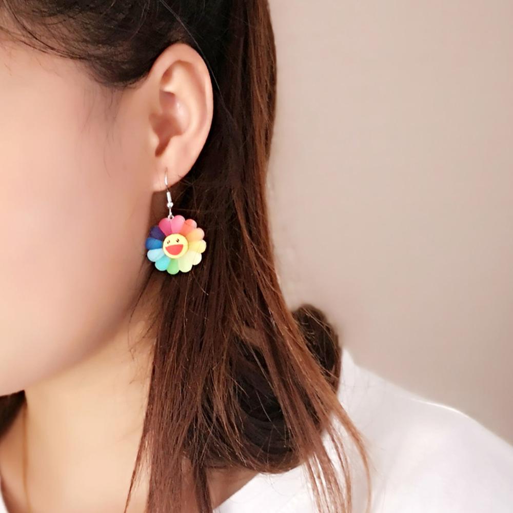 Kẹp Tóc Hình Hoa Hướng Dương Màu Sắc Cầu Vồng Xinh Xắn Thời Trang