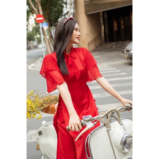 Ceci Cela - Áo Dài Nơ Cột Nữ Tính Tay Rủ Viên Minh 5
