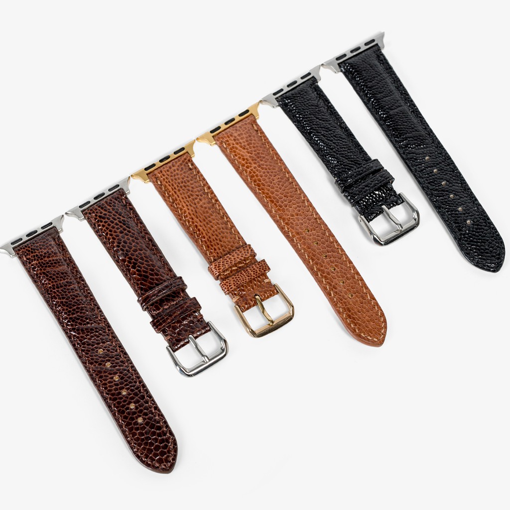 Dây đeo apple watch da đà điểu-khâu tay thủ công D109- dây apple watch series 3 series 4 series 5-Bụi leather