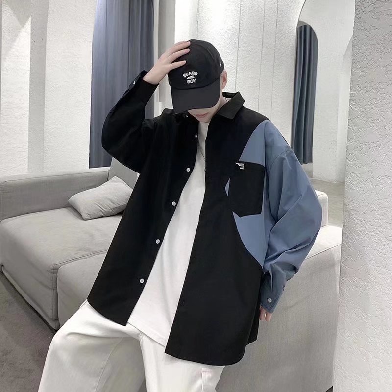 Áo sơ mi nam tay dài dáng rộng thiết kế mới thời trang Hàn Quốc 2022