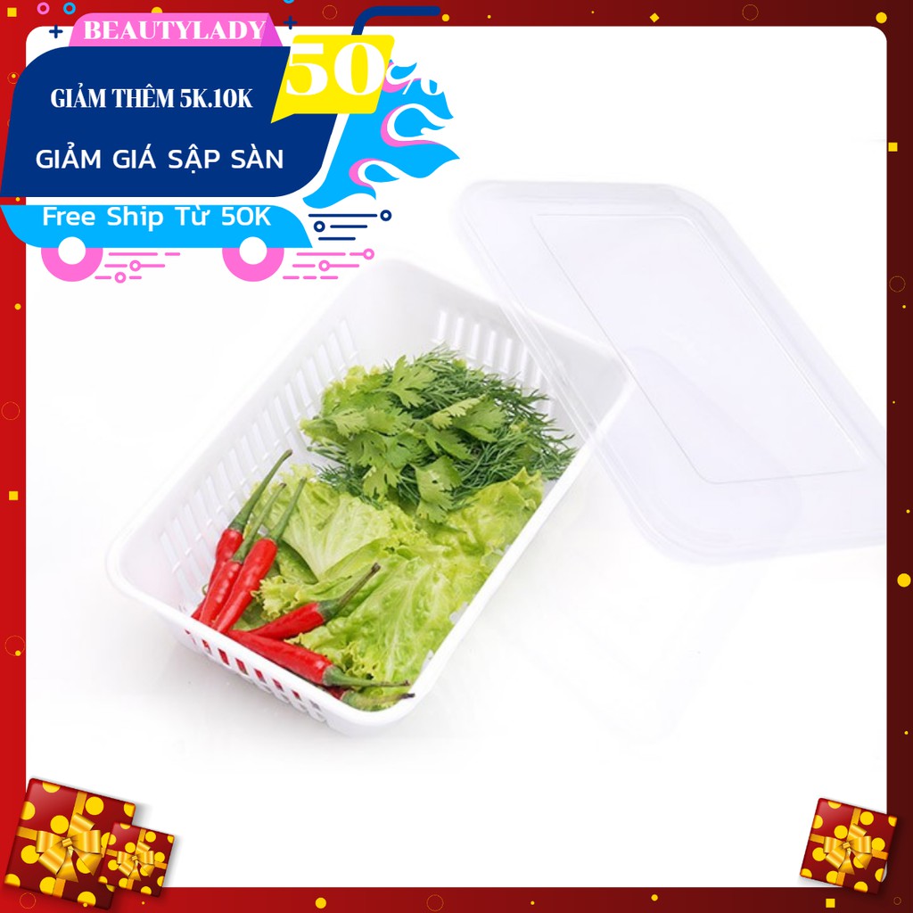 Hộp khay đựng thực phẩm có rổ và nắp nhựa sử dụng đa năng