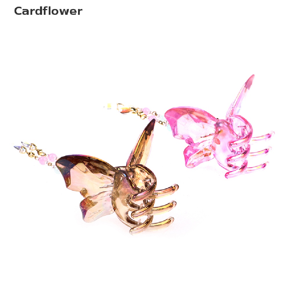 &lt; Cardflower &gt; Kẹp Tóc Càng Cua Tua Rua Pha Lê Hình Bướm Chống Trượt