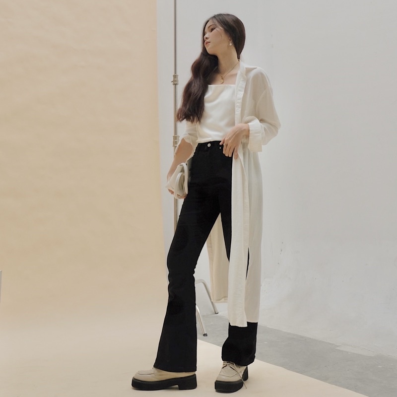 Áo khoác sơ mi dài INTO.EIGHT dây rút tuỳ chỉnh eo