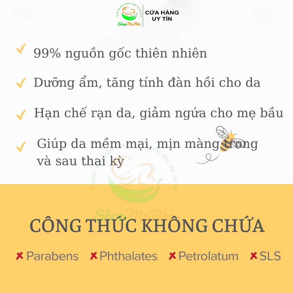 Kem dưỡng ẩm chống rạn da cho mẹ bầu mama bees belly butter 185g - ảnh sản phẩm 3