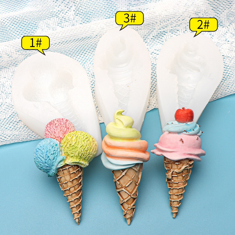 Khuôn Silicone Làm Bánh / Socola Hình Kem Ốc Quế Diy