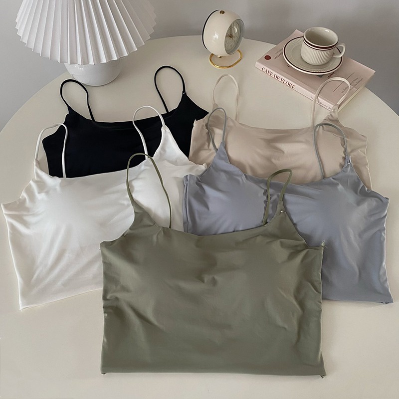 Áo Tank Top Hai Dây Có Mút Đệm Ngực Thời Trang Mùa Hè Phong Cách Hàn Quốc
