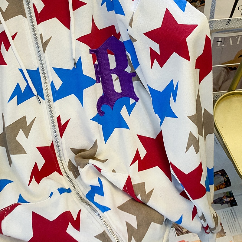 Áo khoác hoodie ZHELIHANGFEI tay dài dáng rộng in họa tiết xinh xắn dễ phối đồ