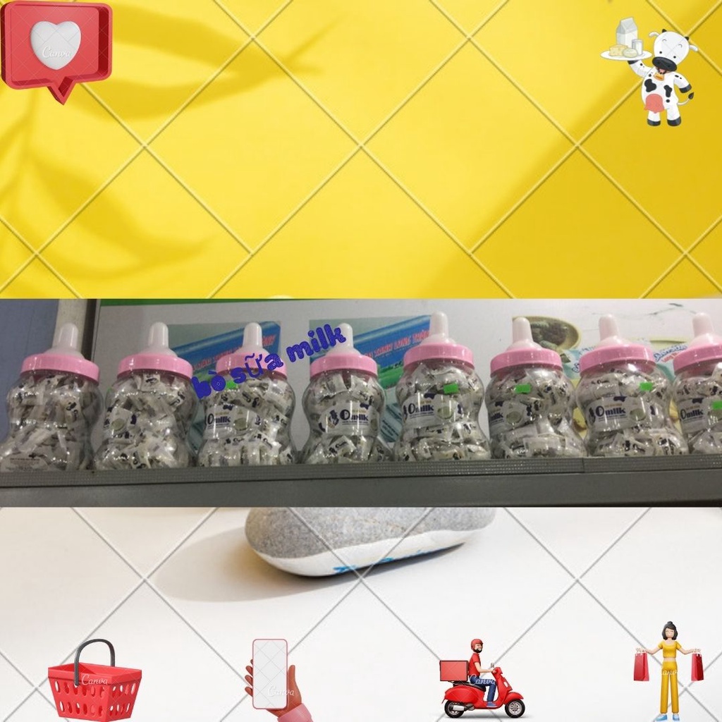 Bình kẹo sữa chua Omilk - Đồ ăn vặt yêu thích