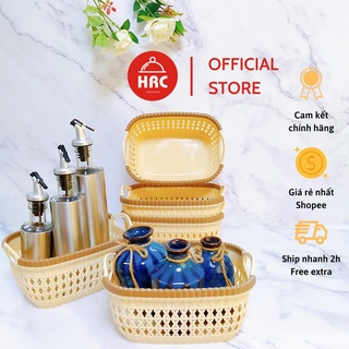 Giỏ nhựa giả mây có quai cầm [SIÊU RẺ] Song Long cỡ nhỏ 2781