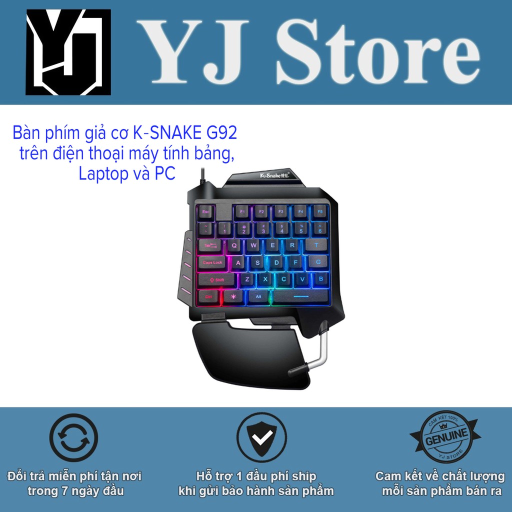 Bàn phím giả cơ K-SNAKE G92 chơi game Pubg Mobile, Rules of Survival, Free Fire trên điện thoại, Laptop-PC-YJ