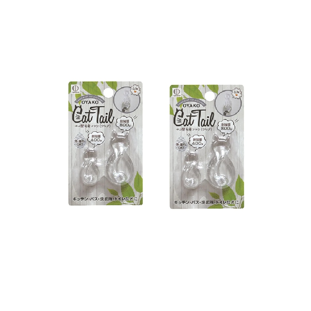 Daiso Móc Dán Tường Adhesive Cat-Shaped Hooks Large Small Clear