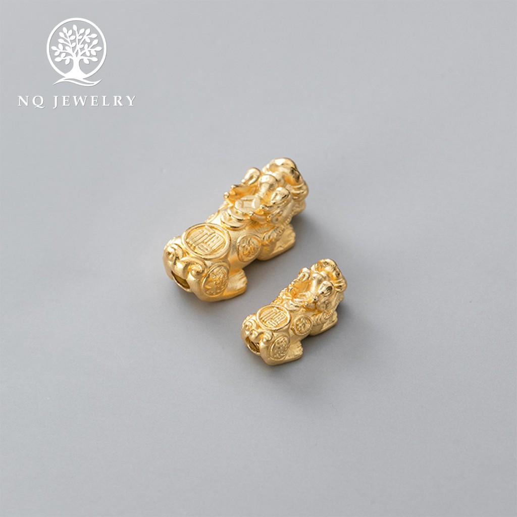 Charm bạc tỳ hưu mạ vàng xỏ ngang - NQ Jewelry