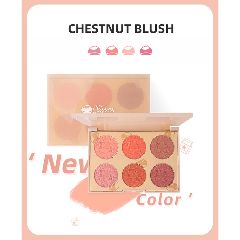 [Hàng mới về] Bảng phấn má hồng XIYUAN 6 màu sắc đa năng thời trang dành cho trang điểm | BigBuy360 - bigbuy360.vn