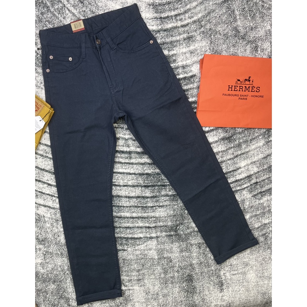 Quần Kaki Nam Màu Xanh Quần Kaki Jean nam dáng ôm đứng, Chất vải co giãn thoáng mát