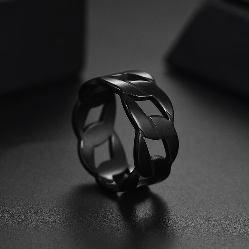 Nhẫn Dây Xích 8mm Bằng Thép Không Gỉ Màu Sắc Vàng Phong Cách Hip Hop Cho Nam Và Nữ