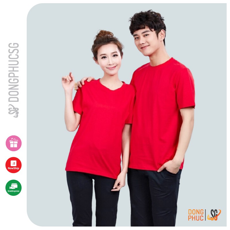 Áo thun trơn màu đỏ phông unisex nam nữ tay ngắn cổ tròn thun cotton 4 chiều mềm mịn ATTD | SG